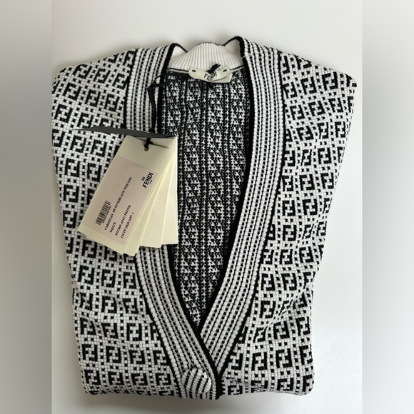 Fendi Wo Logo Ff Interlace Cardigan White - Picture 4 of 7